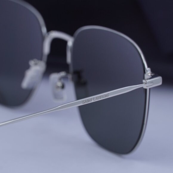 Saint Laurent SL388/K WIRE 001 Square Sunglasses - Silver/Grey - Picture 10 of 11